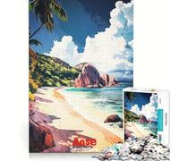 Rompecabezas de 1000 Piezas para Adultos, póster artístico de ANSE Seychelles, Juegos relajantes, diversión Familiar, colección de Artistas, Bellas Artes 50x75cm