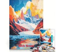 Rompecabezas de 1000 Piezas para Adultos póster artístico de Perito Moreno Juegos de relajación ensamblaje de Patrones Lista de Deseos con Papá Noel 38x52cm