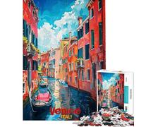 Rompecabezas de 1000 Piezas para Adultos póster artístico de Venecia Rompecabezas para Adolescentes Juegos Divertidos Montaje de Patrones cumpleaños y Navidad (tamaño 38x26cm)