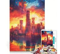 Rompecabezas de 1000 Piezas para Adultos, póster de Arte de Chicago, Juego de ingenio, Actividades Divertidas para Hacer en casa, colección de Artistas, Bellas Artes 50x75cm