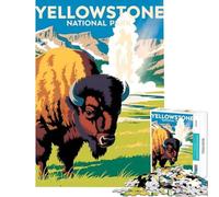 Rompecabezas de 1000 Piezas para Adultos Póster de bisontes del Parque Nacional de Yellowstone Actividades Divertidas para Hacer en casa Regalos para Mujeres Juegos Familiares Apto para Mayores