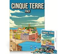 Rompecabezas de 1000 Piezas para Adultos,póster de Cinque Terre,Italia Juego de Bordes limpios,Divertido para ejercitar la Mente,Ideal para Jugar sin Hacer Nada,Regalo de cumpleaños 38x52cm