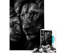 Rompecabezas de 1000 Piezas para Adultos Póster de Dos Leones abrazados Un Reto para completar Juego Educativo para aliviar el estrés para Mayores de 14 años (38x26cm)