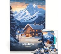 Rompecabezas de 1000 Piezas para Adultos Póster de la estación de esquí de Les Arcs Juego Interactivo Actividades Divertidas para Hacer en casa Juego con un diseño Precioso 38x52cm