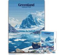 Rompecabezas de 1000 Piezas para Adultos, póster de Paisaje del Parque Nacional de Groenlandia, Juego de desafío único, análisis y lógica, Regalo Divertido, tamaño 38x26cm