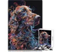 Rompecabezas de 1000 Piezas para Adultos, póster de Perro Fractal, Regalo de cumpleaños, Juguetes de Bricolaje para Mayores de 14 años (tamaño 38x26cm)