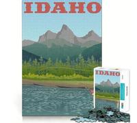Rompecabezas de 1000 Piezas para Adultos,póster de Pesca de Idaho,Arte de Borde Premium,Rompecabezas,Regalo,Juego Casual,Actividad de cumpleaños (38x26cm)