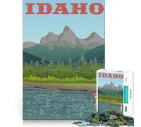Rompecabezas de 1000 Piezas para Adultos Póster de Pesca de Idaho,Arte de Corte Fino,Juego de Habilidades de Pensamiento,Juego de Tiempo Tranquilo,Exhibición de Arte navideño (50x75cm)