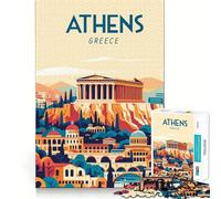 Rompecabezas de 1000 Piezas para Adultos Póster de Viaje a Grecia,Juego de precisión Mental,Juego de Ritmo Lento,Divertido Regalo de cumpleaños (38x26cm)