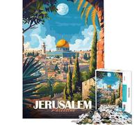 Rompecabezas de 1000 Piezas para Adultos Póster de Viaje a Jerusalén Rompecabezas Relajante para Adultos desafío difícil Regalo para Reducir el estrés (tamaño 50x75cm)
