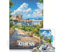 Rompecabezas de 1000 Piezas para Adultos: Póster de Viaje de Atenas, Grecia Juegos relajantes, desafiantes y con un Toque de dificultad cumpleaños 50x75cm