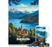 Rompecabezas de 1000 Piezas para Adultos,póster de Viaje de Bariloche,Argentina,Arte de Bordes Exactos,Juego de ingenio,Regalo para Pasar un rato Agradable,Regalo Divertido de Navidad (50x75cm)