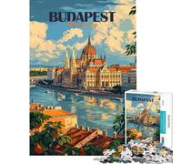 Rompecabezas de 1000 Piezas para Adultos Póster de Viaje de Budapest Rompecabezas para Adultos Juegos relajantes Una Obra de Arte Difícil y desafiante (Tamaño 50x75cm)