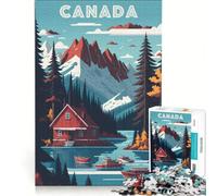 Rompecabezas de 1000 Piezas para Adultos: Póster de Viaje de Canadá, Juego de ingenio, Interesante para Reducir el estrés, Cada Pieza es única 38x52cm