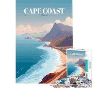 Rompecabezas de 1000 Piezas para Adultos Póster de Viaje de Cape Coast Ghana Juegos relajantes Juguetes adictivos para Cultivar la Paciencia Regalos de cumpleaños para la diversión Familiar 75x50cm