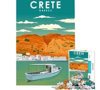 Rompecabezas de 1000 Piezas para Adultos póster de Viaje de Creta Grecia Juego desafiante Juguetes Juego Imposible desafío difícil Regalos para Mujeres y Hombres tamaño 38x26cm
