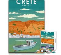 Rompecabezas de 1000 Piezas para Adultos, póster de Viaje de Creta, Grecia, Regalo para Mujeres, Juguetes antiestrés, tamaño 38x26cm