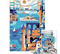 Rompecabezas de 1000 Piezas para Adultos Póster de Viaje de Estambul Ayuda a ejercitar el Cerebro Juego de Corte de precisión Imposible Apto para Mayores de 14 años (38x26cm)