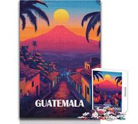 Rompecabezas de 1000 Piezas para Adultos, póster de Viaje de Guatemala con Vista al volcán, Juguete, Juego Intelectual, decoración, Juguetes antiestrés, tamaño 38x26cm