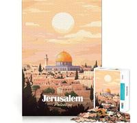 Rompecabezas de 1000 Piezas para Adultos Póster de Viaje de Jerusalén,Palestina Rompecabezas de lógica Divertido y fácil de Usar Juego Casual Escena navideña Arte (50x75cm)