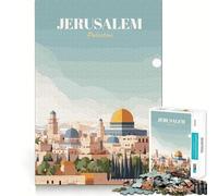 Rompecabezas de 1000 piezas para adultos Póster de viaje de Jerusalén y Palestina,Arte de corte fino,Juego de habilidades de pensamiento,Juego para momentos de tranquilidad,Exhibición de arte navideño