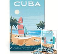 Rompecabezas de 1000 Piezas para Adultos Póster de Viaje de La Habana,Cuba Decoración con Bordes limpios Actividad Mental Divertida y fácil Regalo Ideal para cumpleaños y para Fortalecer el Cerebro