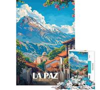 Rompecabezas de 1000 Piezas para Adultos Póster de Viaje de La Paz Bolivia Rompecabezas para Adultos Juego práctico Regalos para Mujeres Ideal como obsequio para Toda la Familia (Tamaño 38x26cm)