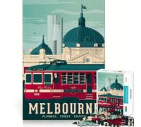 Rompecabezas de 1000 Piezas para Adultos,póster de Viaje de Melbourne,Arte de Corte nítido,desafío Inteligente,Juego Divertido para el Tiempo Libre,decoración navideña para la Pared (38x52cm)
