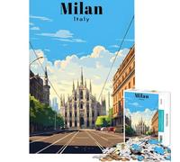 Rompecabezas de 1000 Piezas para Adultos póster de Viaje de Milán Italia Juguete Intelectual Juego Familiar Ideal para Parejas Un Gran Regalo para los Amantes de los Juegos (Tamaño 38x26cm)