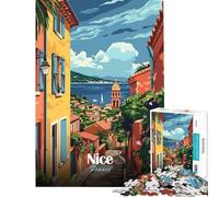Rompecabezas de 1000 Piezas para Adultos póster de Viaje de Niza Francia desafío de Inteligencia Cerebral Juguetes adictivos Juegos Divertidos para la Familia Regalo artístico (tamaño 38x52cm)