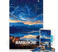 Rompecabezas de 1000 Piezas para Adultos Póster de Viaje de Paisaje Nocturno de Bariloche,Argentina Juego de Ajuste Exacto Juego Mental Regalo de Juego Gratuito Regalo Mental de cumpleaños (50x75cm)