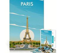 Rompecabezas de 1000 Piezas para Adultos Póster de Viaje de París,Francia Juego Divertido para ejercitar la Mente Ideal para Jugar de Forma Casual en un cumpleaños (50x75cm)