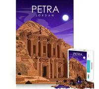 Rompecabezas de 1000 Piezas para Adultos,póster de Viaje de Petra Jordan,Arte de Borde Premium,Rompecabezas,Regalo,Juego Casual,Actividad de cumpleaños (38x52cm)