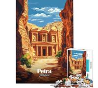 Rompecabezas de 1000 Piezas para Adultos póster de Viaje de Petra Jordan Rompecabezas para Adultos Juegos relajantes desafío difícil Regalos para Reducir el estrés (tamaño 50x75cm)