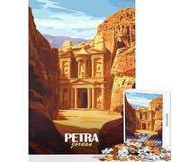 Rompecabezas de 1000 Piezas para Adultos póster de Viaje de Petra Jordania Juguetes antiestrés Regalos de Amigo Invisible Juegos educativos Cada Pieza es única - Tamaño 38x52cm