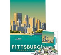 Rompecabezas de 1000 Piezas para Adultos póster de Viaje de Pittsburgh Juego desafiante Juguetes Juego Imposible desafío difícil Regalos para Mujeres y Hombres tamaño 38x26cm