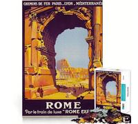 Rompecabezas de 1000 Piezas para Adultos,póster de Viaje de Roma,Arte de Corte nítido,desafío Inteligente,Juego Divertido para el Tiempo Libre,decoración navideña para la Pared (38x52cm)