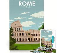 Rompecabezas de 1000 Piezas para Adultos Póster de Viaje de Roma,Italia Corte Impecable Divertido Juego de concentración Regalo Ideal para Jugar Gratis cumpleaños (38x26cm)