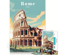 Rompecabezas de 1000 Piezas para Adultos,póster de Viaje de Roma,Italia,Corte, Juego Divertido para concentrarse,Regalo para Jugar tranquilamente,Regalo de cumpleaños para Aficionados 38x52cm