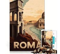 Rompecabezas de 1000 Piezas para Adultos Póster de Viaje de Roma,Juego de precisión Mental,Juego de Ritmo Lento,Divertido Regalo de cumpleaños (38x52cm)
