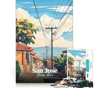 Rompecabezas de 1000 Piezas para Adultos,póster de Viaje de San José,Costa Rica,Arte de Borde Premium,Rompecabezas,Regalo,Juego Casual,Actividad de cumpleaños (38x52cm)