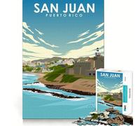 Rompecabezas de 1000 Piezas para Adultos Póster de Viaje de San Juan,Puerto Rico Diversión para Todos los Gustos Un desafío Inteligente Un Juego y Tranquilo Regalo para cumpleaños y para Aficionados