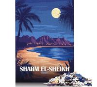 Rompecabezas de 1000 Piezas para Adultos: Póster de Viaje de Sharm El-Sheikh, Egipto. Juego de Rompecabezas de Papel, desafío y Actividades Familiares. 38 x 26 cm / 1000 Piezas.
