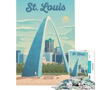 Rompecabezas de 1000 Piezas para Adultos póster de Viaje de St Louis Juguete Educativo y desafiante Juegos relajantes Divertidos y con Ideas de Regalos Originales tamaño 75x50cm