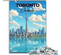 Rompecabezas de 1000 Piezas para Adultos, póster de Viaje de Toronto, Juego Familiar, antiestrés, desafío difícil, Adecuado para Parejas (26x38cm) 1000 Piezas