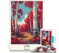Rompecabezas de 1000 Piezas para Adultos: Póster de Viaje de UFA, Rusia, Juguetes para armar, interacción Entre Padres e Hijos, fortalece el Amor Entre Parejas 38x26cm