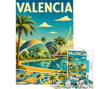 Rompecabezas de 1000 Piezas para Adultos póster de Viaje de Valencia Rompecabezas para Adultos Regalo de cumpleaños desafío Educativo diversión Familiar y Noche de Juegos 38x26cm