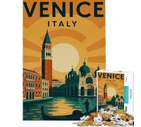 Rompecabezas de 1000 Piezas para Adultos póster de Viaje de Venecia Italia Rompecabezas artístico para Adultos Juguete para Decorar la Pared Divertido y Original Regalo de cumpleaños