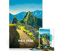 Rompecabezas de 1000 Piezas para Adultos Póster de Viaje del Camino Inca en Perú,Arte de Borde Premium,Juego de ingenio,Regalo,Juego Casual,Actividad de cumpleaños (38x26cm)
