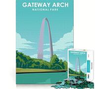 Rompecabezas de 1000 Piezas para Adultos,póster de Viaje del Gateway Arch,Arte de Bordes Exactos,Juego de lógica,diversión Tranquila,Regalo Festivo de Ocio (38x52cm)